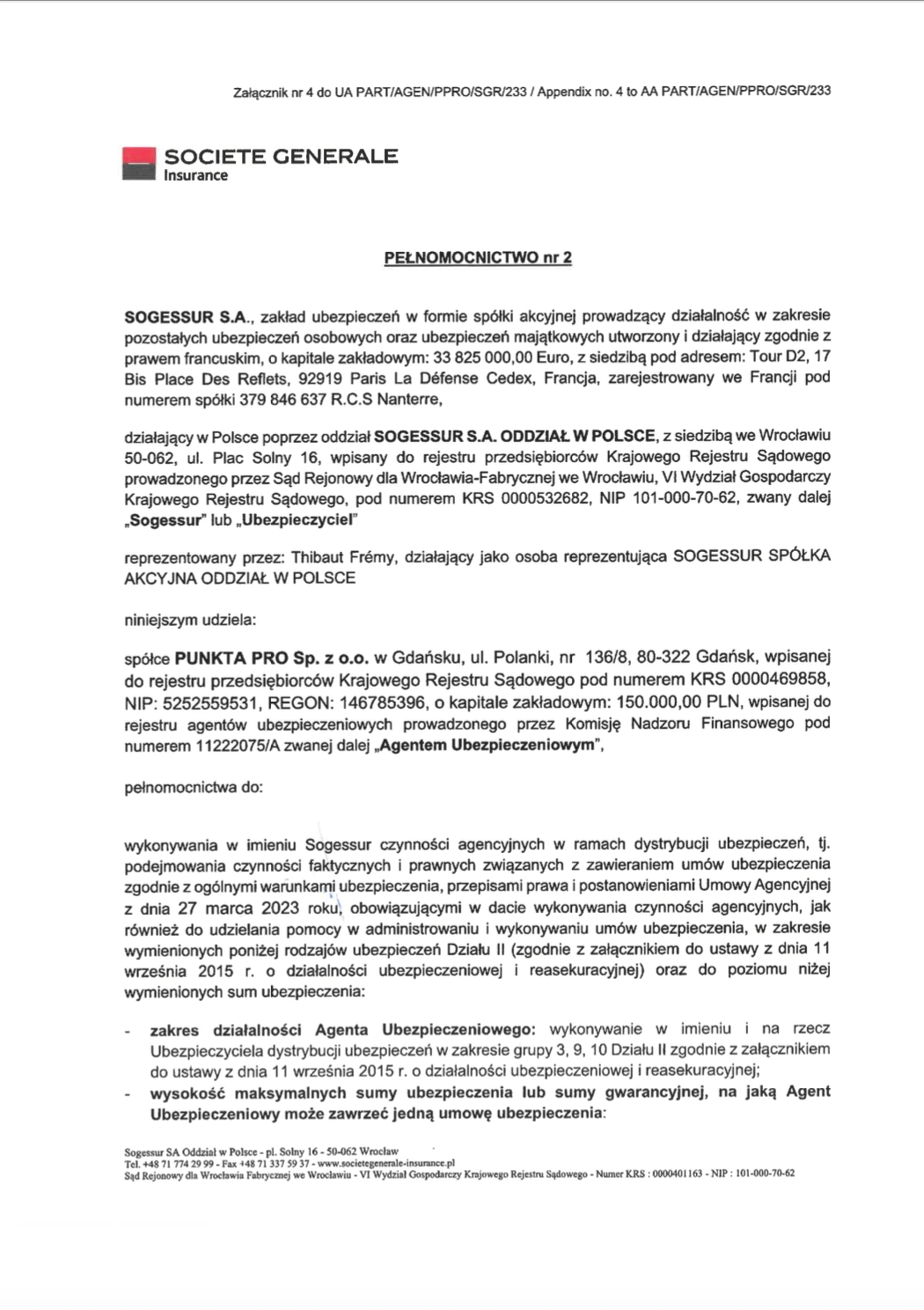 Sogessur S.A. - pełnomocnictwo nr 2 z dn. 06.11.2024